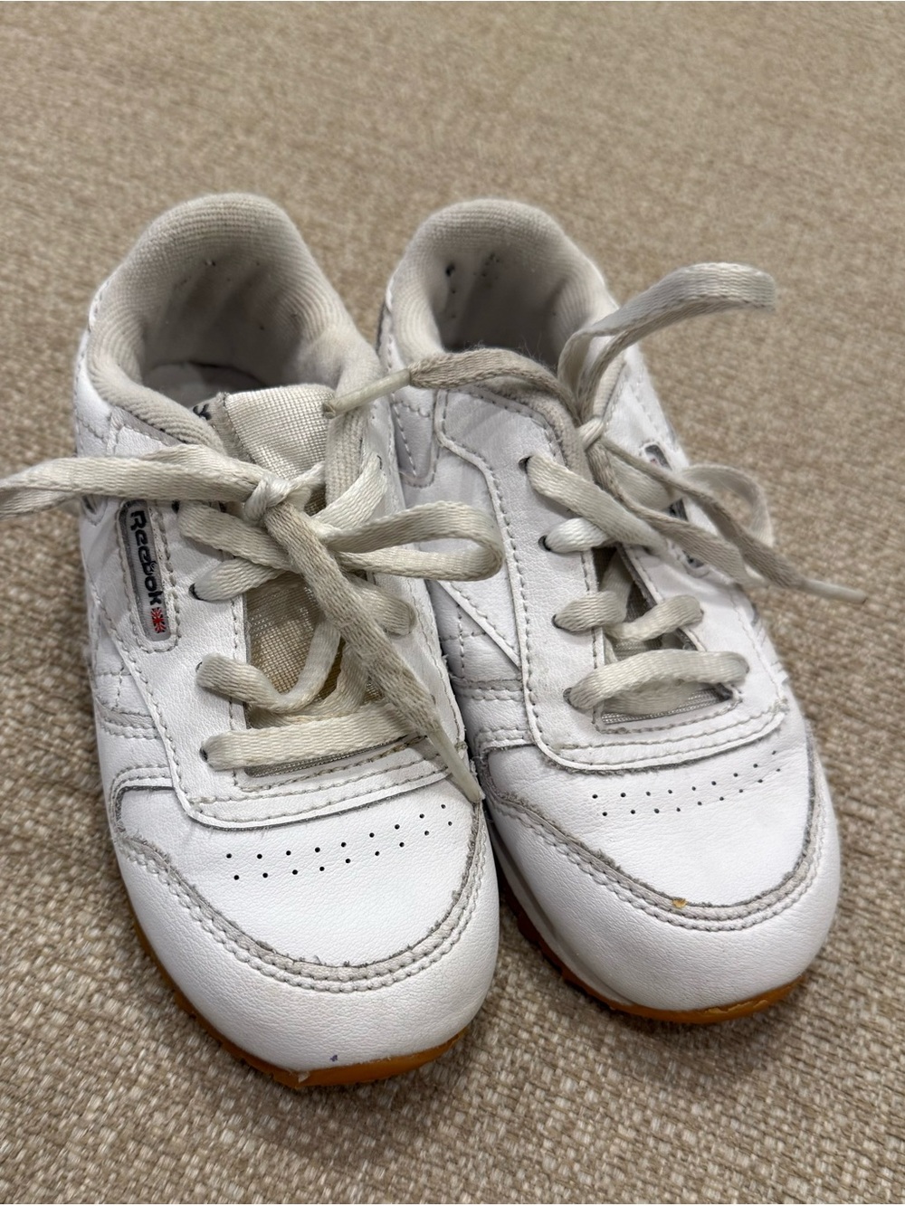 Reebok Kids White Leather Lace-Up Sneakers